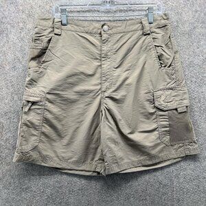 Reel Legends Cargo Shorts Mens Small Beige Nylon Fishing 9 Inseam Pockets